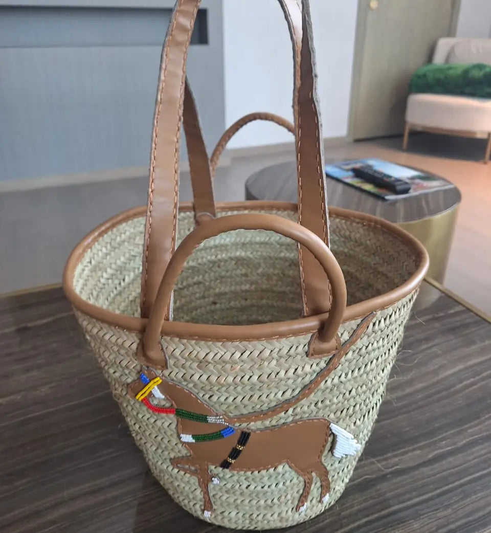 Handwoven Basket - Horse (Double Leather Strap)