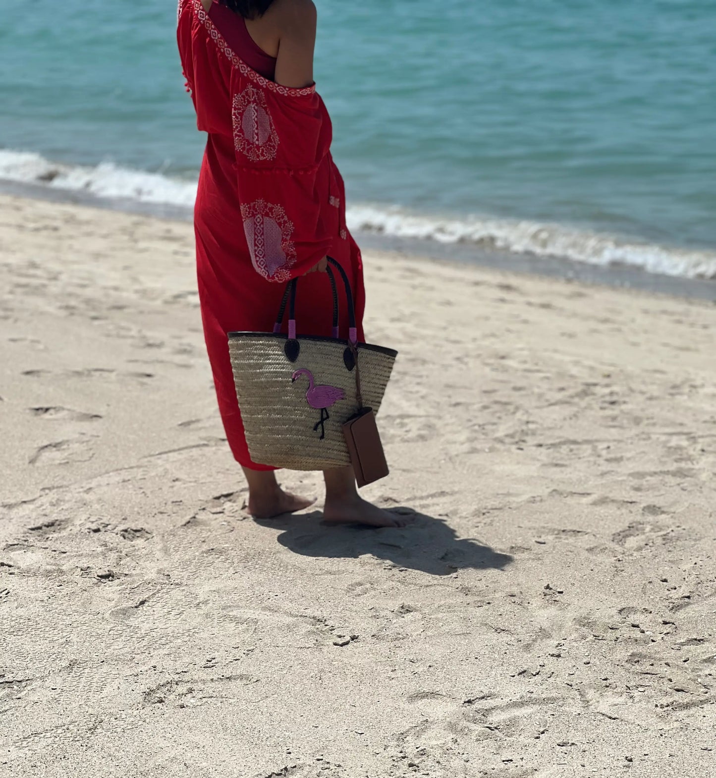 Handwoven Basket Flamingo