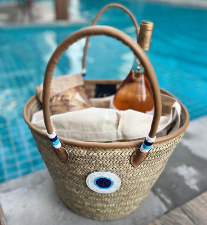 Handwoven Basket Evil Eye