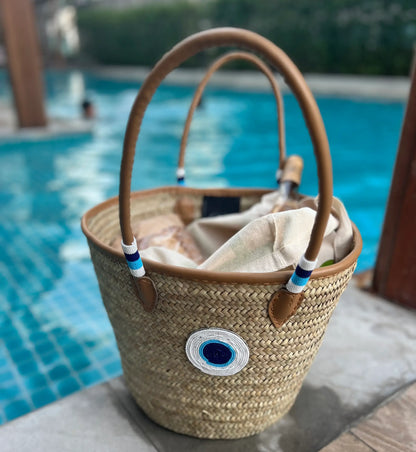 Handwoven Basket Evil Eye